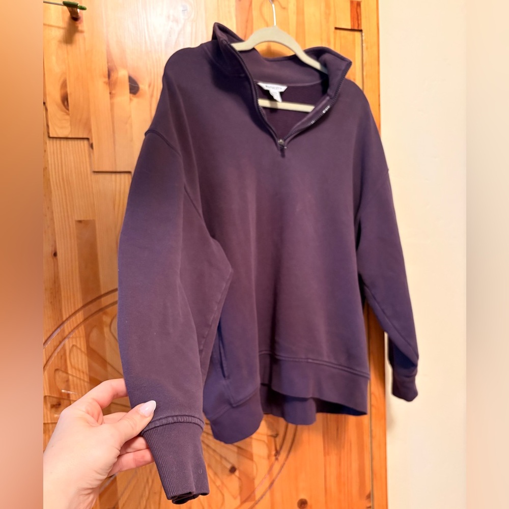 Athleta Deep Purple Half-Zip Pullover Sweater - image 4